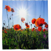Wilde rode papavers bloemen douchegordijn (Voorkant)