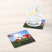 Wilde rode papavers bloemen kartonnen onderzetters (Insitu)