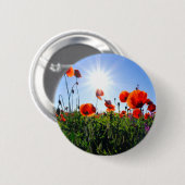 Wilde rode papavers bloemen ronde button 5,7 cm (Voorkant /achterkant)