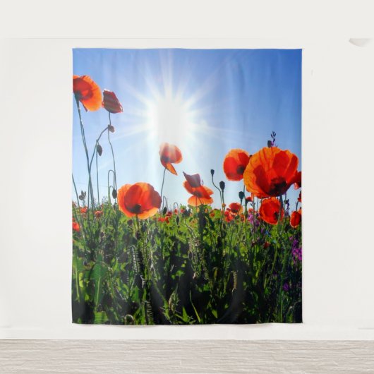 Wilde rode papavers bloemen wandkleed (Voorkant)