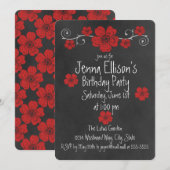 Wilde rode rozen schoolbord feest kaart (Voorkant / Achterkant)