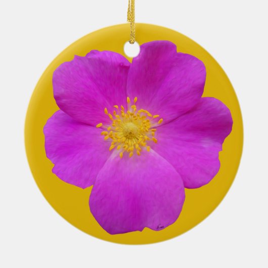 Wilde Roos 2 Keramisch Ornament (Achterkant)