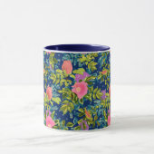 Wilde roos, blauwe achtergrond, wilde roos, rozen, mok (Midden)