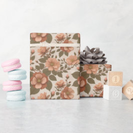 Wilde Roos Bloeit In Aardse Tinten Van Terracotta Cadeaupapier