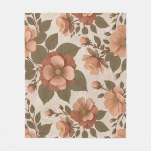 Wilde Roos Bloeit In Aardse Tinten Van Terracotta Fleece Deken