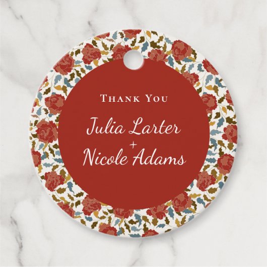 Wilde Roos Bloemblaadjes Tuin Affaire Trouwen Bedankjes Labels (Voorkant)