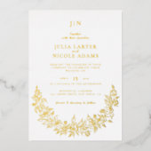 Wilde Roos Bloemblaadjes Tuin Affaire Trouwen Folie Uitnodiging (Voorkant)