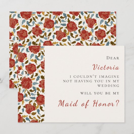 Wilde Roos Bloemblaadjes Tuin Affaire Trouwen Menu (Voorkant / Achterkant)