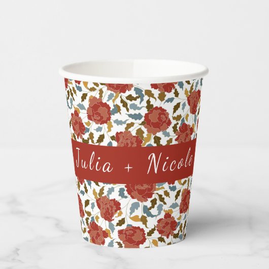 Wilde Roos Bloemblaadjes Tuin Affaire Trouwen Papieren Bekers (Links)