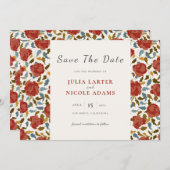 Wilde Roos Bloemblaadjes Tuin Affaire Trouwen Save The Date (Voorkant / Achterkant)