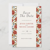 Wilde Roos Bloemblaadjes Tuin Affaire Trouwen Save The Date (Voorkant)