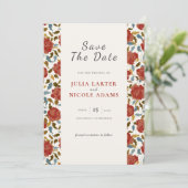 Wilde Roos Bloemblaadjes Tuin Affaire Trouwen Save The Date (Staand voorkant)