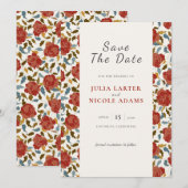 Wilde Roos Bloemblaadjes Tuin Affaire Trouwen Save The Date (Voorkant / Achterkant)
