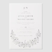 Wilde Roos Bloemblaadjes Tuin Affaire Trouwen Vellum Uitnodigingen (Voorkant)