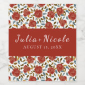 Wilde Roos Bloemblaadjes Tuin Affaire Trouwen Wijn Etiket (Enkel label)