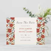 Wilde Roos Bloemblaadjes Tuin Bruiloft Save The Date (Staand voorkant)