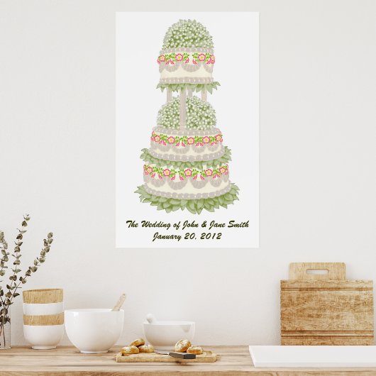 Wilde Roos bruiloft Cake Print (Keuken)