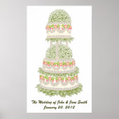 Wilde Roos bruiloft Cake Print (Voorkant)