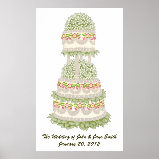 Wilde Roos bruiloft Cake Print (Voorkant)