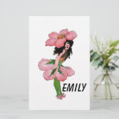 Wilde Roos Cute Flower Child Floral Girl Briefpapier (Staand voorkant)