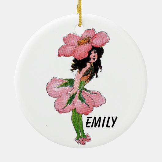 Wilde Roos Cute Flower Child Floral  Girl Keramisch Ornament (Achterkant)