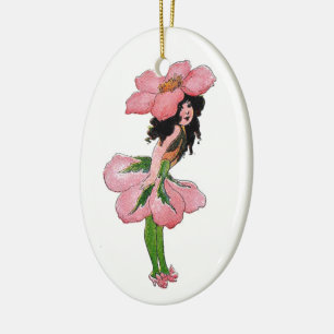 Wilde Roos Cute Flower Child Floral  Girl Keramisch Ornament