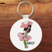 Wilde Roos Cute Flower Child Floral  Girl Sleutelhanger (Voorkant)