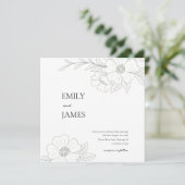 Wilde Roos Eenvoudige Trouw Uitnodiging in Salie (Staand voorkant)