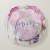 Wilde Roos en lavender Summer Flower Weddenschap F Rond Kussen (Voorkant)