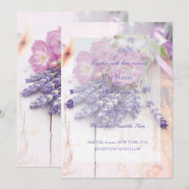 Wilde Roos en lavender Summer Flower Wedding Kaart