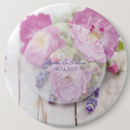 Wilde Roos en lavender Summer Flower Wedding Ronde Button 6,0 Cm