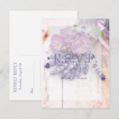 Wilde Roos en lavender Summer Flower Wedding RSVP Uitnodiging Briefkaart (Voorkant / Achterkant)