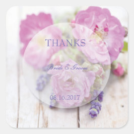 Wilde Roos en lavender Summer Weddenschappen Bedan Vierkante Sticker