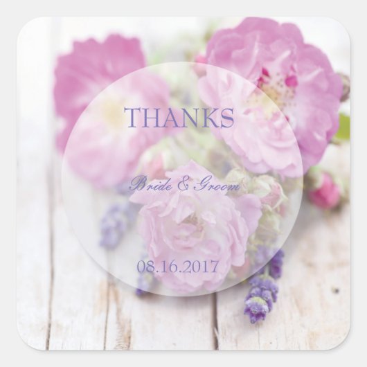 Wilde Roos en lavender Summer Weddenschappen Bedan Vierkante Sticker (Voorkant)