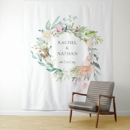 Wilde Roos Guirlande Trouwfotocabine Achtergrond Wandkleed