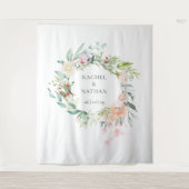 Wilde Roos Guirlande Trouwfotocabine Achtergrond Wandkleed (Voorkant)