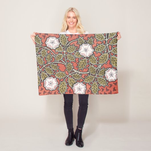 Wilde Roos Kunst Illustratie Bloem Vintage Fleece Deken (In situ)
