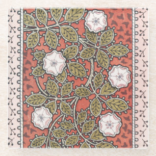 Wilde Roos Kunst Illustratie Bloem Vintage Glazen Onderzetter