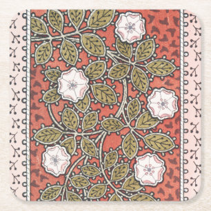 Wilde Roos Kunst Illustratie Bloem Vintage Kartonnen Onderzetters