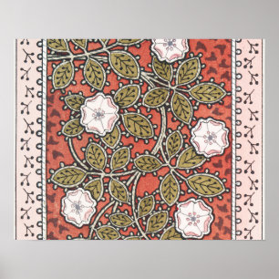 Wilde Roos Kunst Illustratie Bloem Vintage Poster