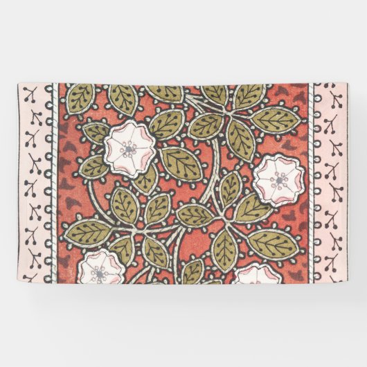 Wilde Roos Kunst Illustratie Bloem Vintage Spandoek (Horizontaal)