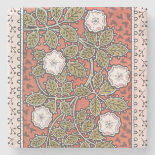 Wilde Roos Kunst Illustratie Bloem Vintage Stenen Onderzetter
