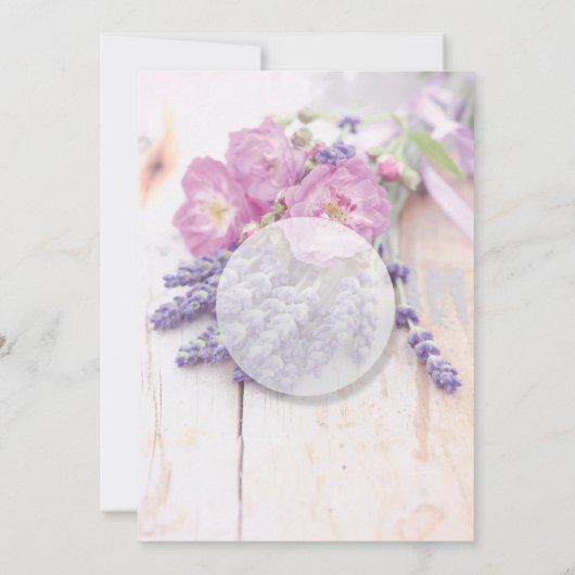 Wilde Roos & Lavendel Zomer Bloemen Bruiloft Kaart (Achterkant)