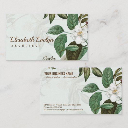 Wilde roos lijst visitekaartje (Voorkant / Achterkant)