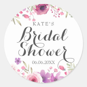 Wilde Roos Waterverf Bloemachtige Bruiloftsborrel Ronde Sticker