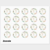 Wilde Roos Waterverf Bloemrijke Script Bruiloft Fe Ronde Sticker (Vel)