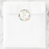 Wilde Roos Waterverf Bloemrijke Script Bruiloft Fe Ronde Sticker (Tas)