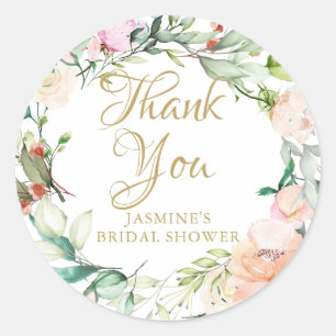 Wilde Roos Waterverf Bloemrijke Script Bruiloft Fe Ronde Sticker