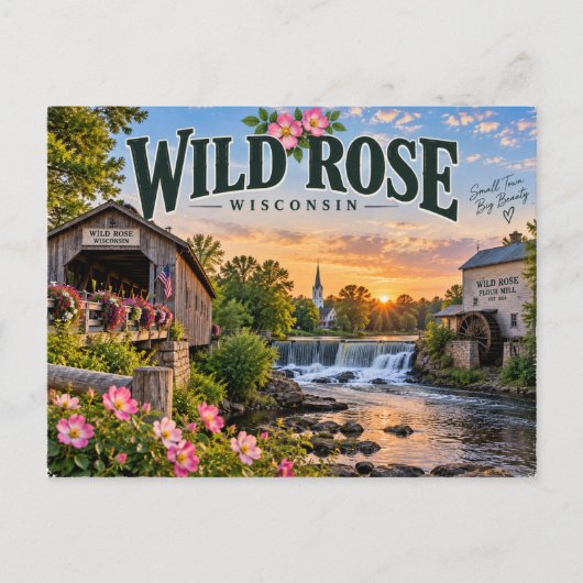 Wilde Roos Wisconsin Briefkaart (Voorkant)