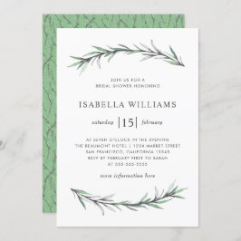 Wilde Rosemary Botanical Bridal Shower Invitation Kaart